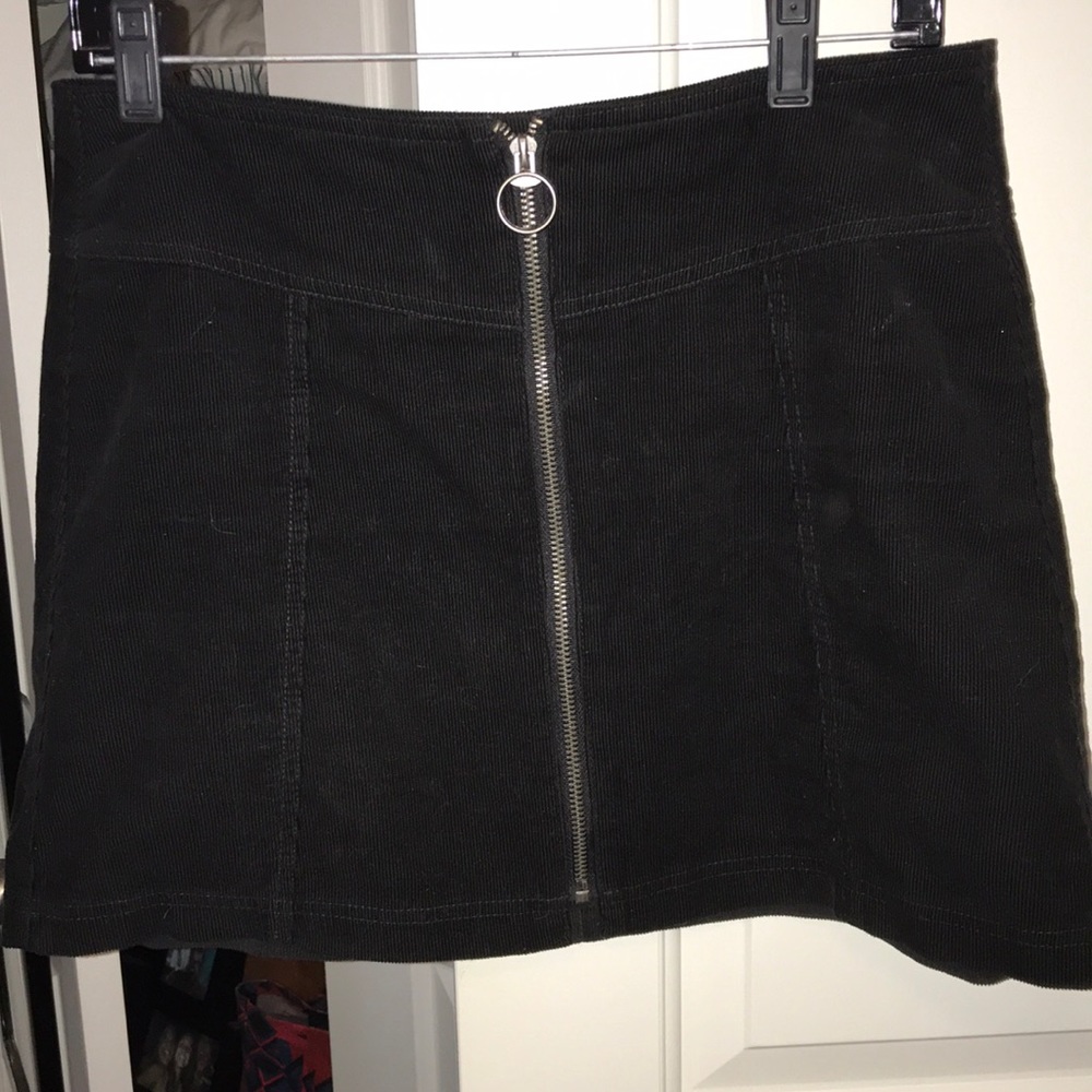 black corduroy mini skirt